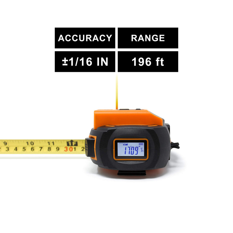 Laser Tape Measure 2-in-1, Laser Measure 196 Ft, Tape Measure 16 Ft Metric and US units with LCD Digital Display, Movable Magnetic Hook, Unit Conversion, Sturdy Build, Consistent and Accurate