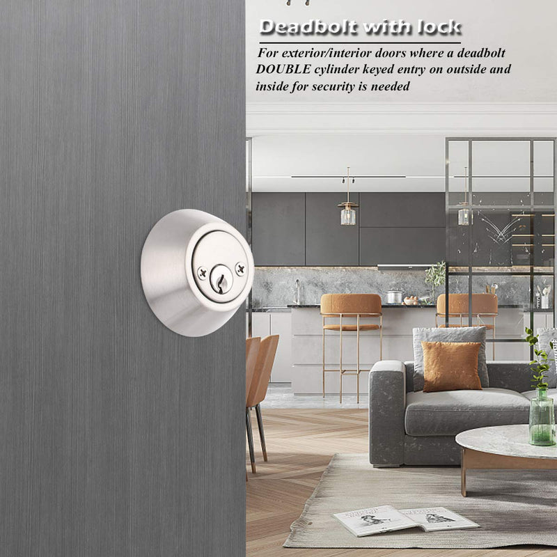 Gobrico Keyed Alike Double Cylinder Deadbolts Door Locks Satin Nickel Keyd Both Sides Door Locksets for Exterior Interior Door 2 Pack