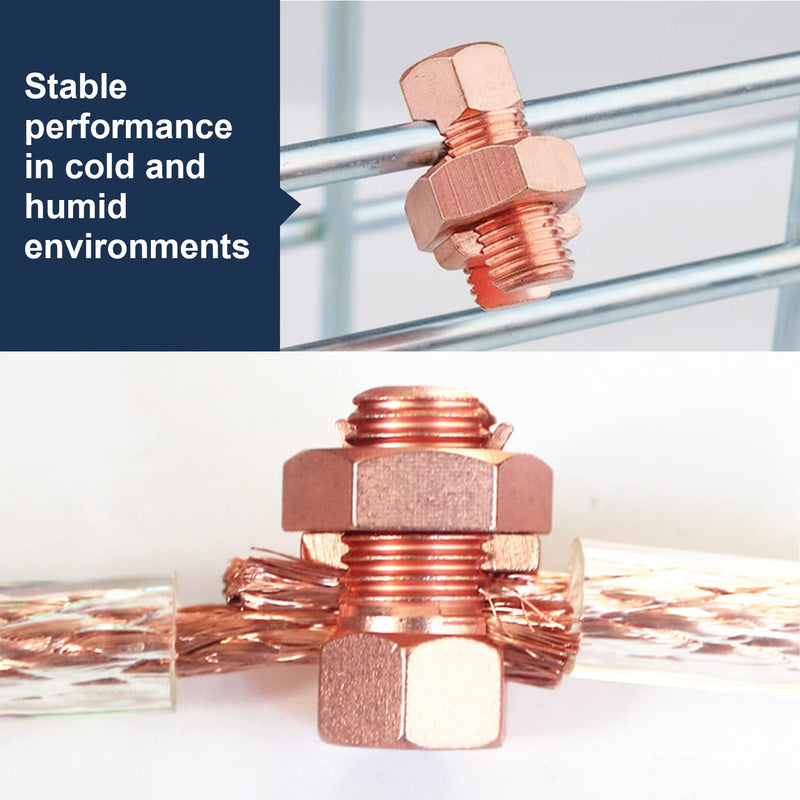 6PCS Split Bolt Connector Copper Grounding Clamps for Completing Ground Bonding to Bare Wires TJ-10