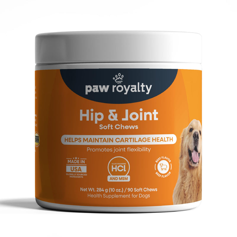 Hip & Joint Support for Dogs | Glucosamine, MSM, Chondroitin, Collagen & Turmeric for Mobility, Flexibility & Comfort | Dog Joint Health Supplement | Beef Flavor Soft Chews, 90 Count