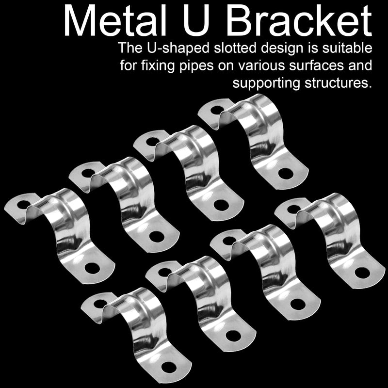 Piutouyar 50 Pack M5 Two Hole Strap U Bracket 304 Stainless Steel Rigid Pipe Strap Clamp Heavy Duty Tube Strap Tension Clip (3/16 Inch) 5mm, 50pack