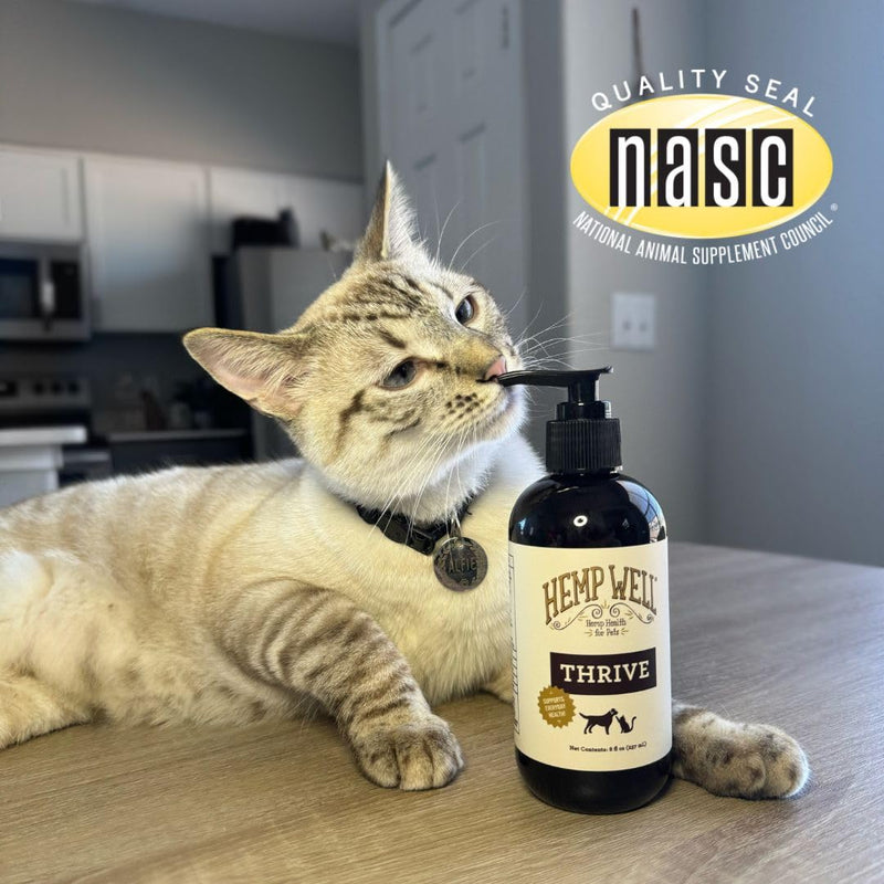 Hemp Well Thrive Oil for Dogs and Cats – Supports Hip, Joint, and Heart Health, Promotes Immune System, and Promotes Healthy Skin from Seasonal Allergies, Organically Sourced - 16 Ounces 16 Ounce