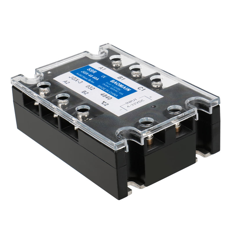 Baomain 3 Phase Solid State Relay JGX-3340A 4-32 VDC Input 480VAC 40 Amp Output DC/AC