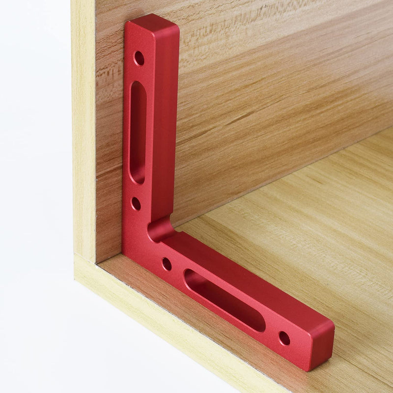 Mocoum Aluminium Alloy 90 Degree Positioning Squares 4.7" x 4.7"(12x12cm) Right Angle Clamps Woodworking Carpenter Tool Corner Clamping Square for Picture Frame Box Cabinets Drawers Red, 2pcs