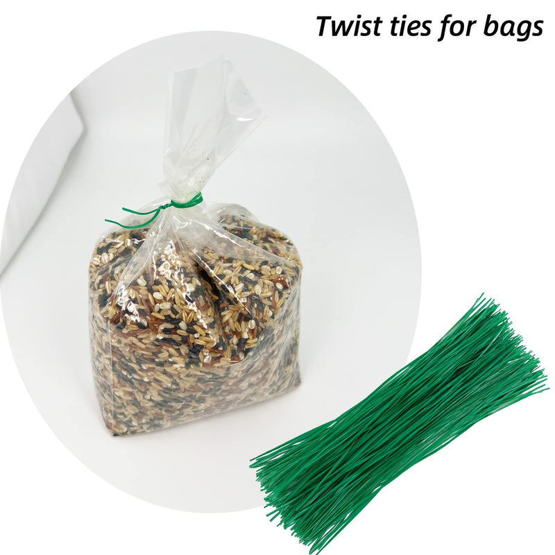 Plant Twist Ties - 8'' Plant Ties for Climbing Plants - Garden Ties Reusable Twist Ties Garden Twine for Plants Vines Cords Bags - Pack of 100, Green