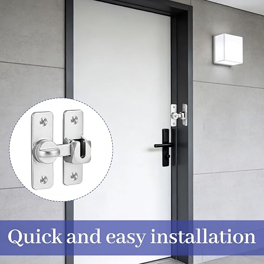 Silvery Enhanced Security Flip Latch Lock - Heavy-Duty 90/180 Degree Sliding and Swing Door Latch for Barns, Gates, and More Silvery_F47 1