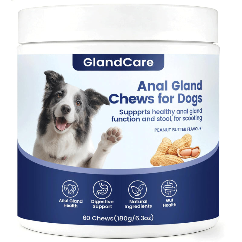 GlandCare Plus Anal Gland Chews for Dogs, Dog Anal Gland Supplement - Pumpkin, Psyllium Husk, Fiber, Supports Gut & Digestive Health (1) 1