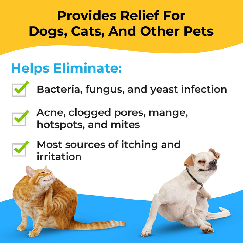Smiling Paws Pets - Itch Relief Shampoo & Brush for Pets - Contains Benzoyl Peroxide - Kills Fleas - Relieves Allergies, Itching, Dermatitis, Mange, Dandruff, Acne, Demodex, Seborrhea, Pyoderma - 12oz cucumber - PawsPlanet Australia