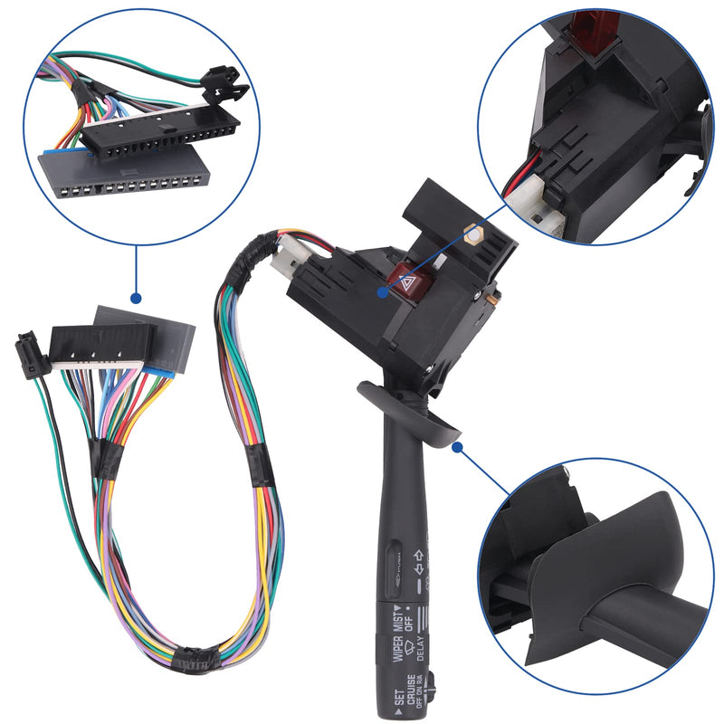 Obaee Multi-Function Combination Switch with Turn Signal, Wiper, Hazard, Cruise Control Compatible with 1995-2002 Chevy Tahoe S10 GMC C1500 K1500 Suburban Yukon, Replaces 2330814, 26100985, 26036312