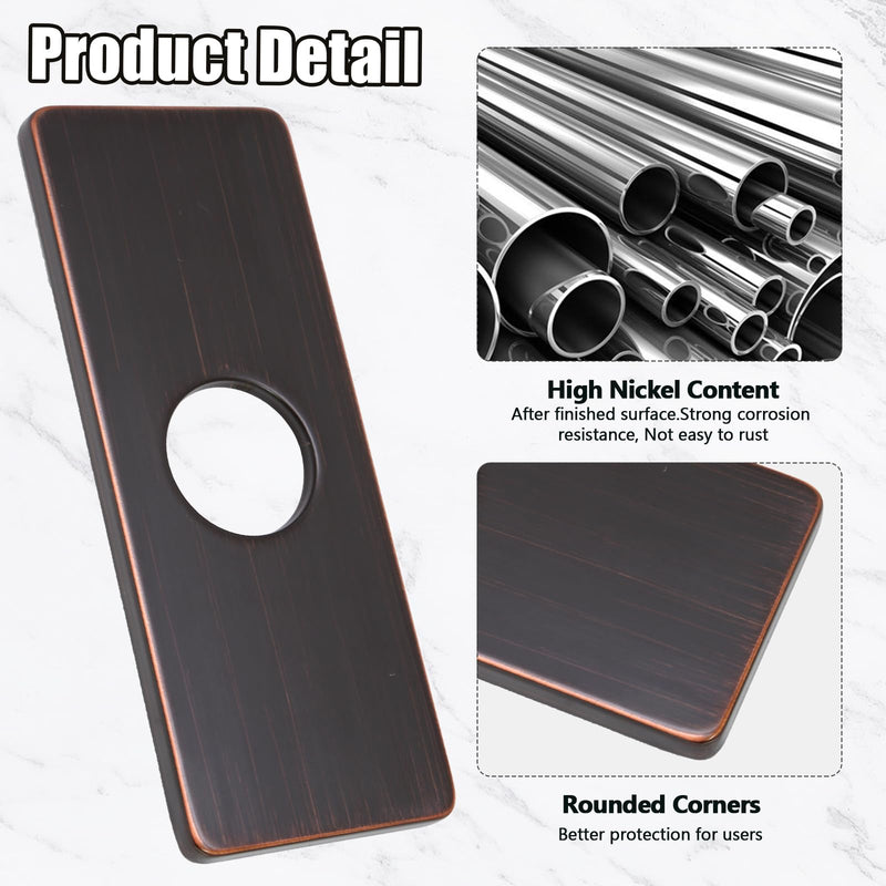 Murtenze 6 Inch Sink Faucet Hole Cover Deck Plate, Oil Rubbed Bronze Escutcheon Faucet Plate, Stainless Steel Faucet Hole Cover for Kitchen Bathroom Sink 1 Hole or 3 Hole 4 Inch Centerset, 1 Pack