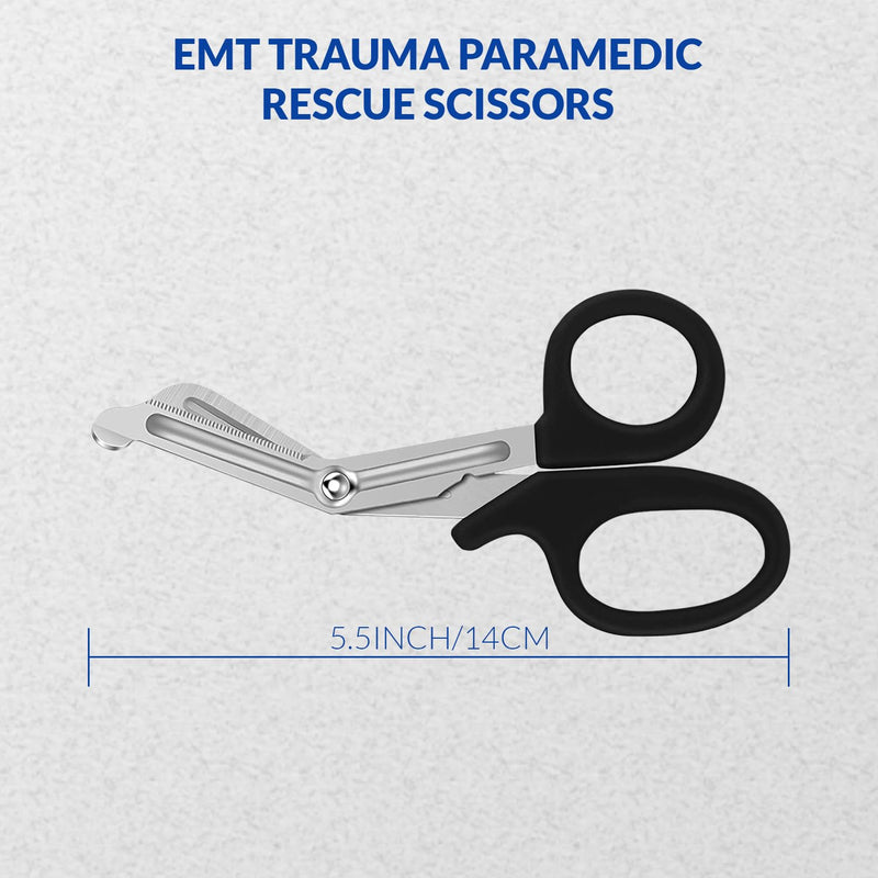 Bandage Scissors – Stainless Steel Medical Scissors for Nurses – Non-Stick Trauma Shears - EMT Shears for All Purpose (Black, 5.5 Inch) Black