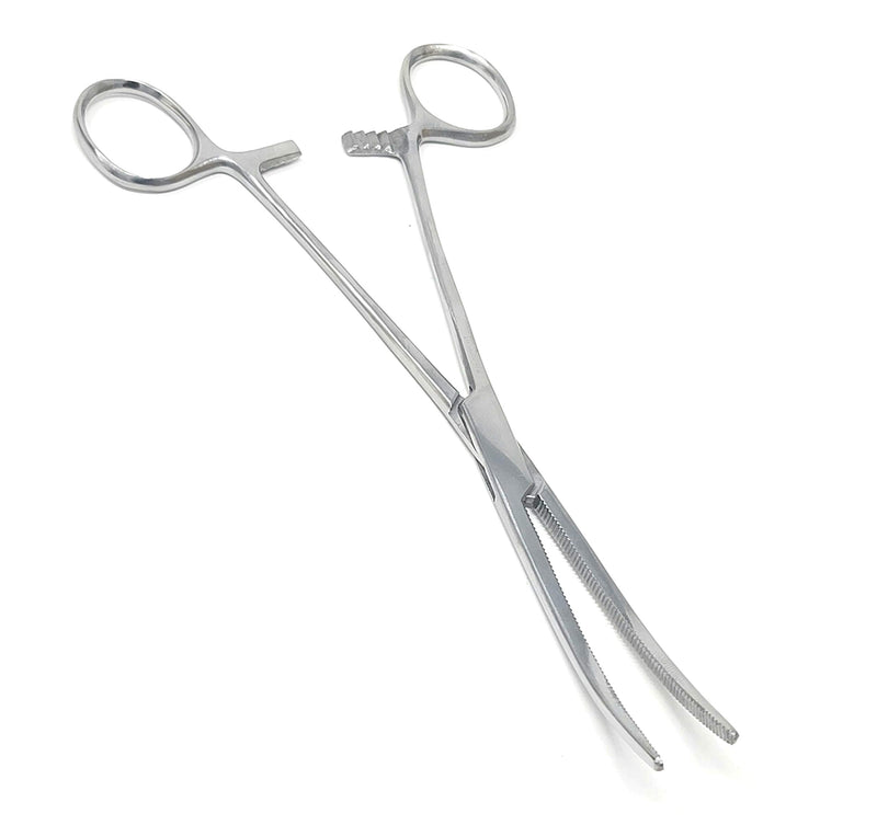 Premium Quality Heavy Duty Hemostat Locking Forceps Clamps 8" Curved with Full Serrated Jaws for Better Grip and Three Locking Positions
