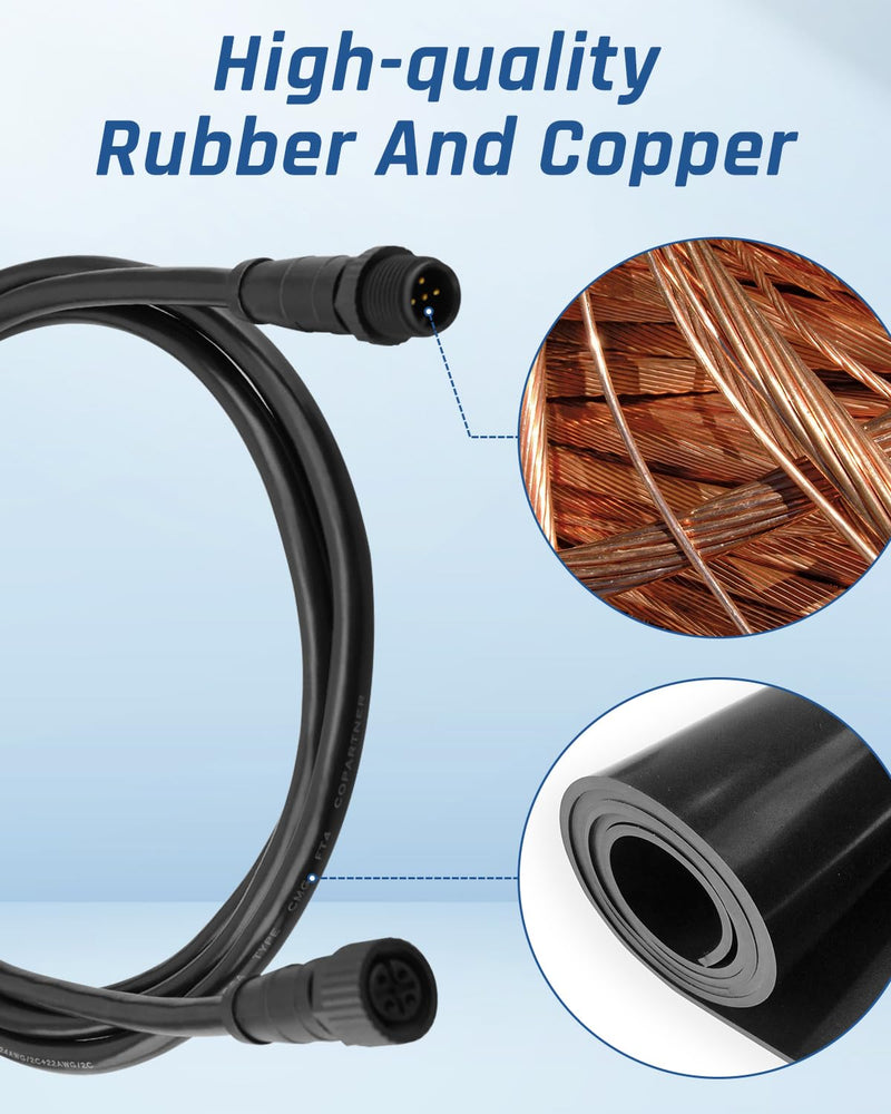NMEA 2000 2 Meter(6.6') Backbone Cables Drop Cables Extension Cable Fit for NMEA 2000 Network Fit for Garmin Lowrance Simrad B&G Navico Network 5 Pin M12 Thread IP67 Waterproof Marine Grade Cable