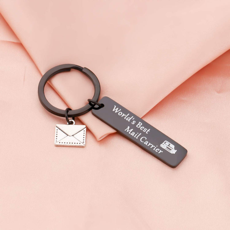 WSNANG World's Best Mail Carrier Keychain Mail Carrier Gift Thank You Gift for Postal Worker Mail Carrier Black Kc