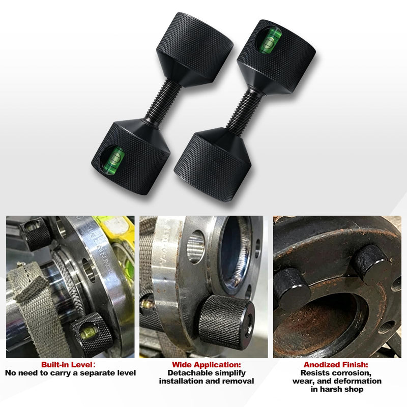 4 PCS Flange Two Hole Pins with Built-in Level 1-1/8” & 1-5/8”for Flange Alignment on Heavy Duty Trucks & Industrial Pipe Systems Detachable Double Hole Pins Alignment Pins