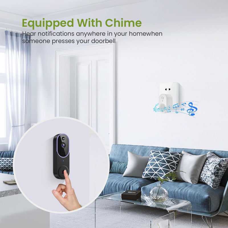 1080P Wireless Video Doorbell Camera, Smart Outdoor Surveillance Cam, FHD Live View, Cloud Storage, AI Human Detection, Instant Alert, Night Vision, Two Way Audio, 2.4G WiFi Only (Purple) Purple