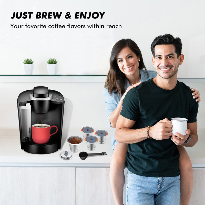 Noalto Reusable K Cups and Coffee Pods,Universal stainless steel k Cups for Keurig 2.0 and 1.0 Coffee Makers machine(2pack) 2 PACK