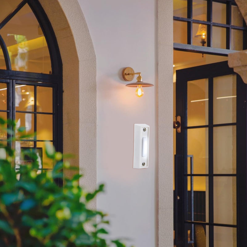 Lighted Doorbell Button, Wired Door Bell Push Button Replacement Door Bell Push Buttons LED Door Chime Wall Mounted Doorbell Switch Garage Doorbell Button (White Light) 1 White