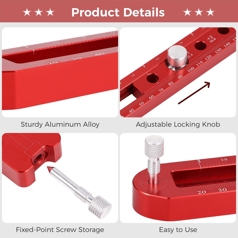 Woodworking Compass Scriber,Aluminum Alloy Wood Scribing Tool, Portable Fixed-Point Circle Ruler, Carpenter Marking Gauge, Adjustable Arc Drawing Ruler