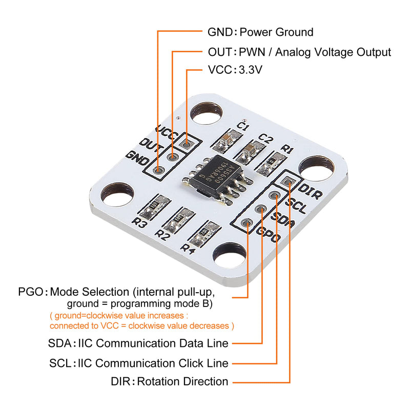 Alinan 6pcs AS5600 Magnetic Encoder 12bit 3.3V High Precision Magnetic Induction Angle Measurement Sensor Module