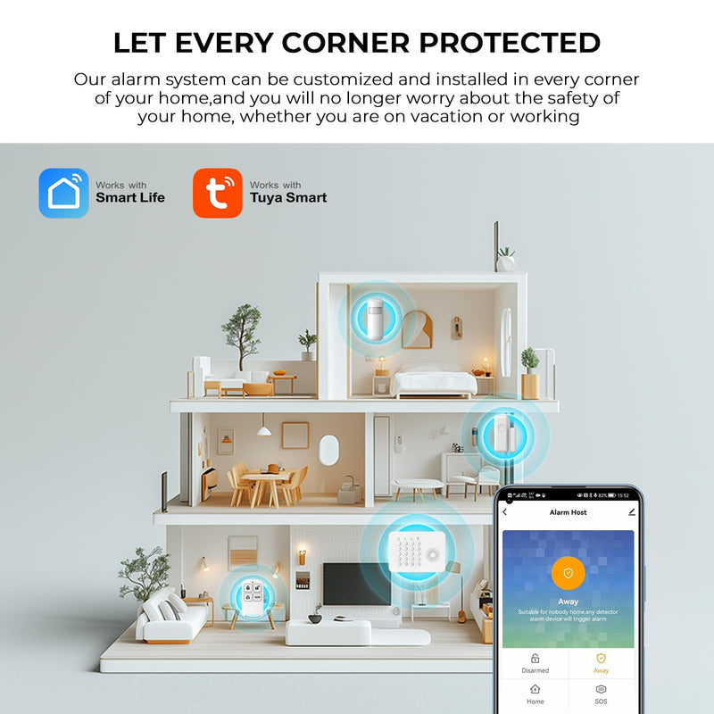 PGST Home Alarm System,Wireless Home Security System with Door and Motion Sensors,5 Piece Alarm Kits,4G SMS/Phone App Instant Alerts,24/7 Professional Monitoring for Villa,Apartment,Kids Safety A02F-US-A