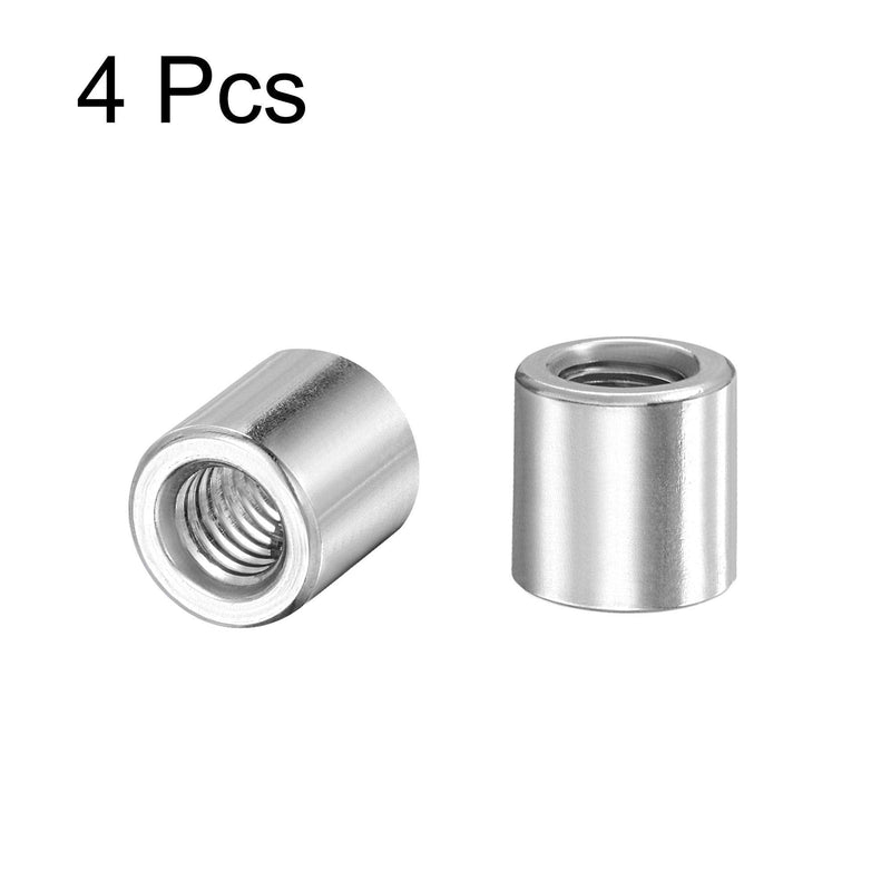 uxcell Round Weld Nuts, M6 x 10mm x 10mm Weld On Bung Female Nut Threaded - 201 Stainless Steel Insert Weldable 4pcs M6x10mmx10mm