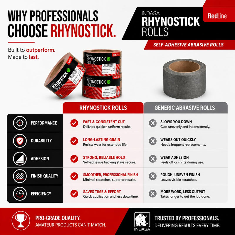 Indasa 2.75" PSA Sandpaper Roll - 27 Yard Rhynostick 600-Grit Long Continuous Roll, Self-Adhesive Stickyback Sand Paper for Woodworking, Automotive, Metal (Aluminum Oxide Plus Lubricant) 600-Grit Aluminum Oxide Plus Lubricant