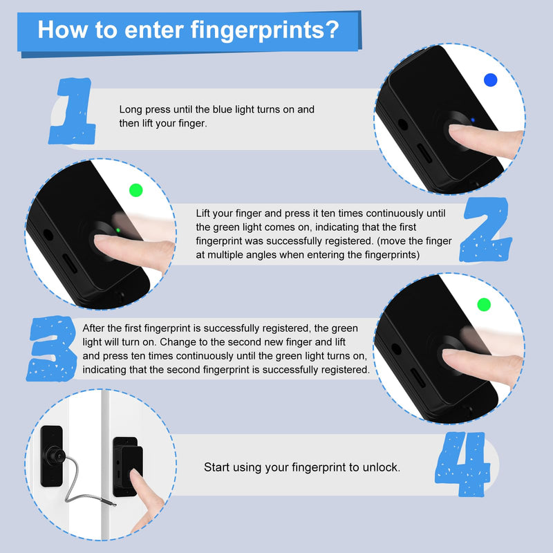 Fingerprint Fridge Lock - Child & Pet Proof Security for Drawers, Cabinets, Ovens, Toilet | Smart Biometric& USB Key | Easy Install | Quick Unlock (Black, 1 Pcs) Black