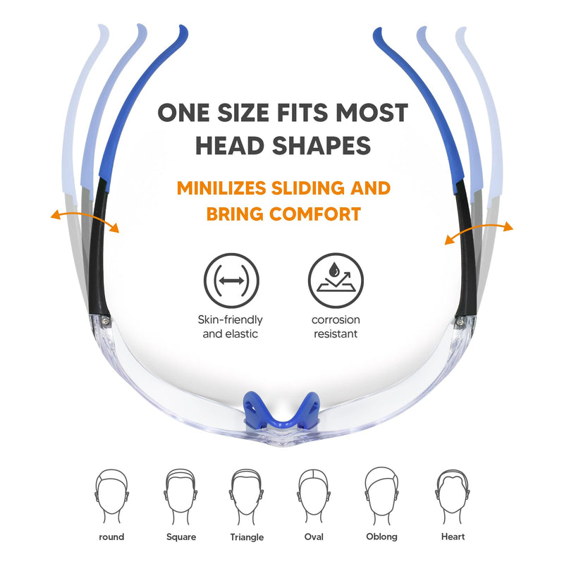 Clear Safety Glasses 24 Pack, Protective Eyewear UV Protection ANSI Z87.1, Safety Goggles Scratch & Impact Resistant, Eye Protection with Nose Pads for Men & Women Construction, Shooting, Lab Work Clear Lens/Blue Temples