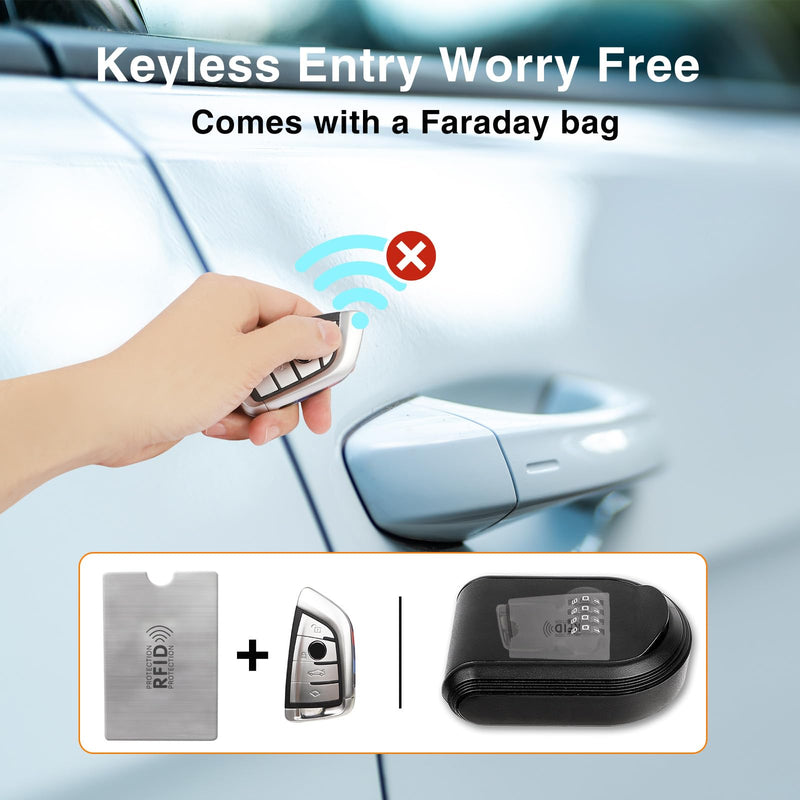 Secure Magnetic Key Holder for Cars – 5 Strong Magnets Anti-Drop Lock Box, Hide a Key Under Car with Resettable Code, Waterproof & Dustproof Design for Outdoor (Black) Black
