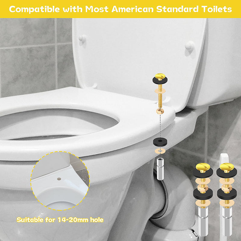 SelfTek 2Pcs Universal Toilet Seat Screws, Heavy Duty Toilet Seat Bolts Set with Extra Long Stainless Steel Downlock Nuts and Non-Slip Rubber Washers, Bathroom Toilet Seat Hardware, Easy to Instal Stainless Steel-2 Pack