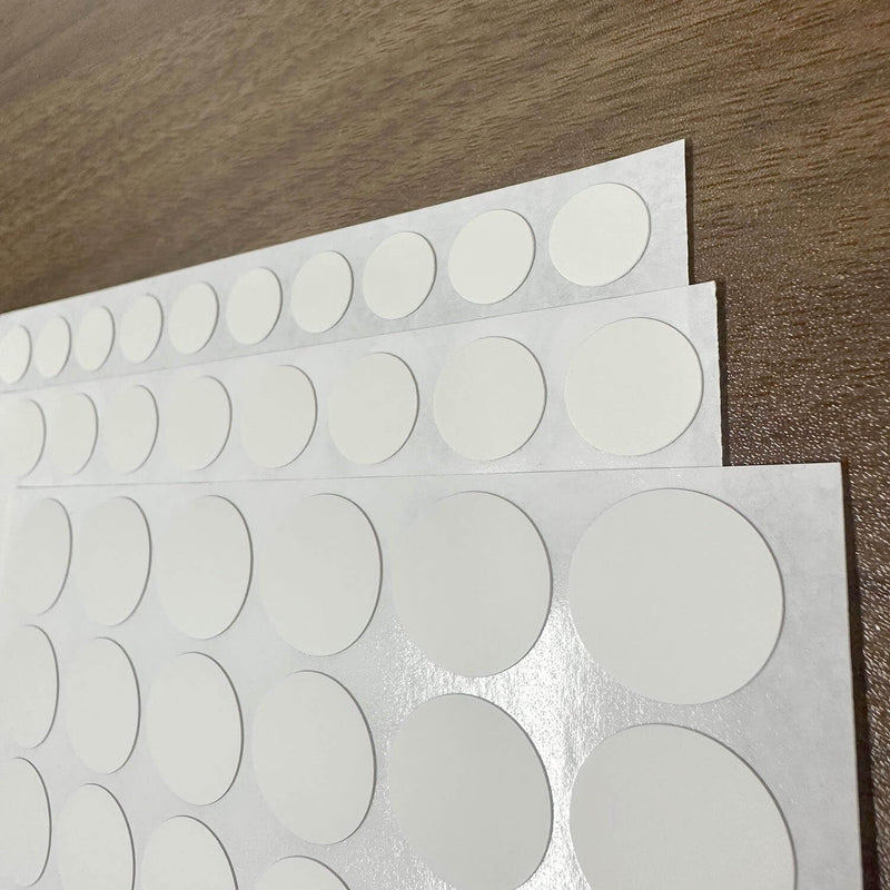 3 Sheets 290 Pcs Screw Hole Cover Stickers, 12 mm/15 mm/21 mm White Screw Covers Wood Stickers for Furniture, Self-Adhesive Screw Covers Caps (White)