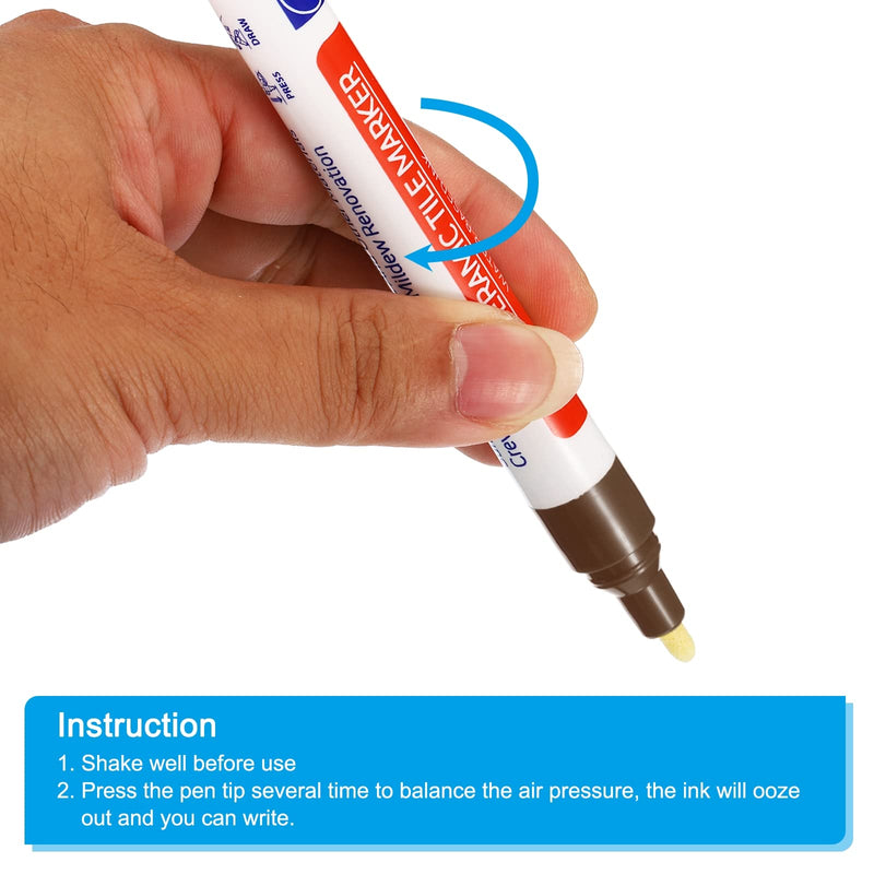 PATIKIL Grout Pen, 4 Pack Dark Brown Tile Marker Waterproof Grout Sealer Pen Tile Repair Pens Paint Pens for Wall Floor Bathroom Kitchen Refresh - NewNest Australia