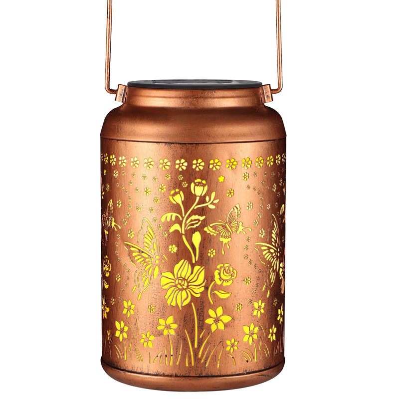 Solar Lantern Outdoor Hanging Lights Christmas Birthday Gifts for Women Mom and Grandma Butterfly Flower Metal Garden Decor Outside Waterproof LED Solar Lanterns for Patio, Yard, Pathway,Landscape Style_01-Butterfly