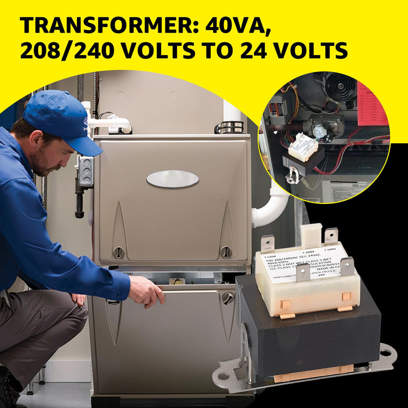 HT01CN241 Transformer 40VA - 208/240V to 24V Transformers HVAC Systems | 240 Volt to 24 Volt Compatible with Carrier, Payne, Tempstar, ICP, Arcoaire, Heil Furnace Transformers 40VA