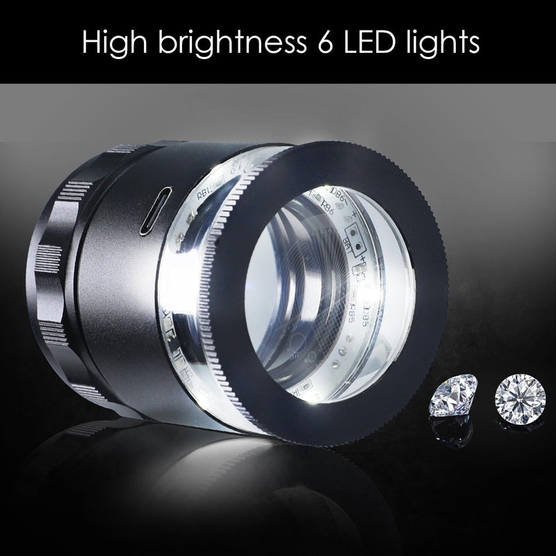 10X Rechargeable Jewelers Loupe Magnifier with LED Light & Detachable Reticle Scale, 25mm Field of View, Adjustable Focus Scale Loupe Jewelry Magnifying Glass for Gems, Coins, Watches, Close Work