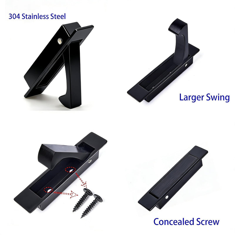 Dontay Pocket Door Handles Edge Pull, Professional Stainless Steel 304, Flush Mount Doors Pull for Pocket Sliding Door (Matte Black, 2) Matte Black