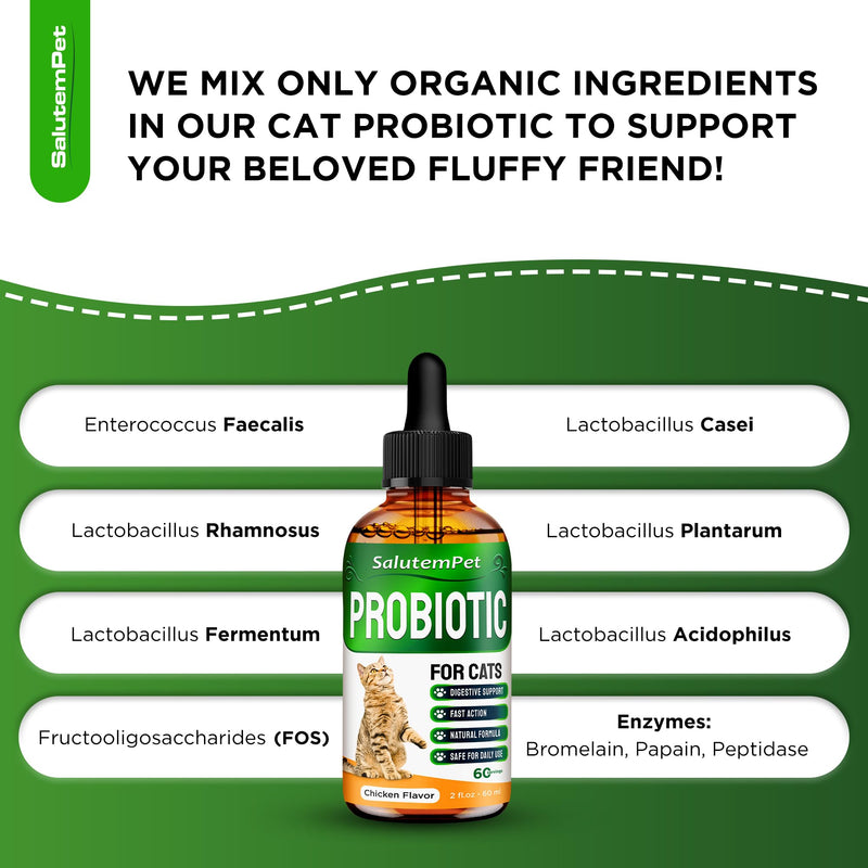 Set of Cat Probiotic & Cat Antibiotic + Pendant – Probiotics for Digestion & Stomach Support – Antibiotics for Bladder & Kidney Function – General Wellness & Complex Care – 2 oz x 2 Chicken Flavor