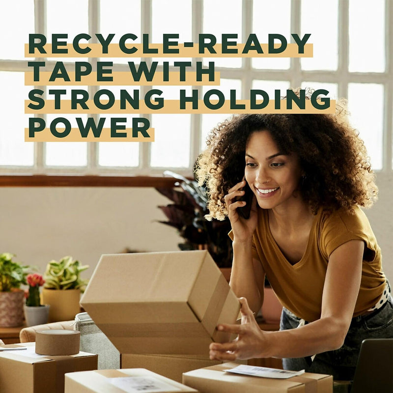 Scotch Box Lock Paper Packing Tape, Kraft Brown, Extreme Grip Kraft Paper Tape That Recycles with The Box, Moving Supplies, 1.88 in. x 25 yd., 1 Tape Roll
