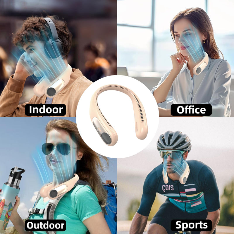 Portable Neck Fan,Personal Wearable Bladeless Quiet Fan,LED Display,360° Cooling,4-Speeds,6000mAh USB Quick Charge,Long Battery Life,Powerful Airflow,Birthday Gifts for Men Women Dad Mom (Brown) Brown