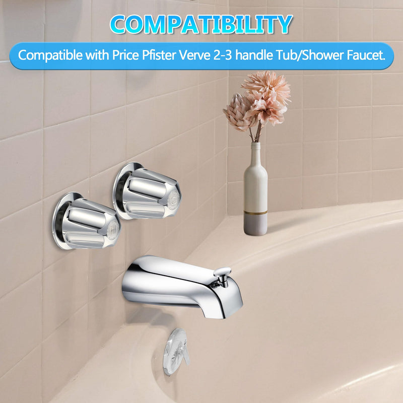 Enhon Faucet Handles, 2 Piece Hot and Cold Faucet Knobs Compatible with Price Pfister Verve Tub Shower, Include 2 Faucet Handles and 2 Screws for Remodeling Trim (Chrome) Chrome