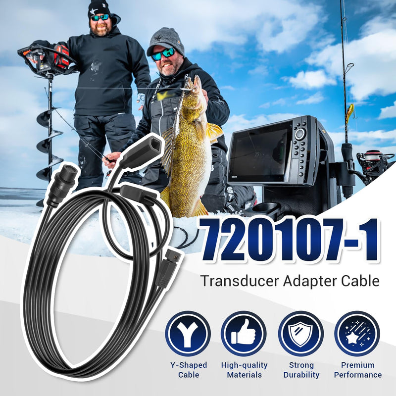 720107-1 Transducer Adapter Cable 10ft. Replace for 9-M360-2-DDI-Y Mega 360 & 2D/MDI 7-Pin Y-Cable, fit for Helix 15/12/10/9/8 Fish Finders, Compatible with MEGA 360