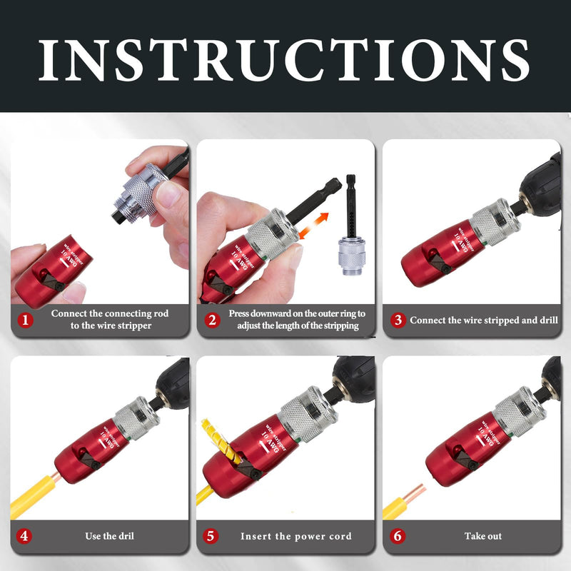 Wire Stripper Tool,Wire Stripping Tool,Wire Stripping And Twisting Tool,Wire Twister Tool For Drill,Electrical Tools,US AWG8/10/12/14 Cable Quick Stripping (1Set AWG8/10/12/14) 1Set And Twister