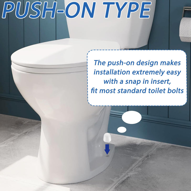 20 Pieces Universal Toilet Bolt Caps, Round Plastic Push-On Toilet Bowl Bolt Caps Covers with Washers for Toilet Bowl Screws, 1.45 Inch Height, White Color