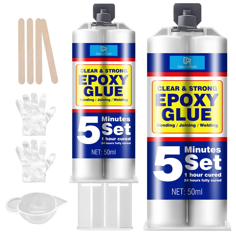 Epoxy Glue 3.4oz - 5 Minute Epoxy Adhesive for Fast Repair - Clear 2 Part Epoxy Glue for Plastic - 1:1 Ratio Super Glue, Fast Cure Repair Glue for Wood, Metal, Plastic, Glass, Ceramic, Fabric