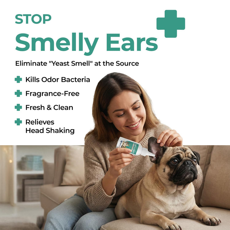 Ear Drops for Pets - Cleans and Removes Wax Build-Up and Irritants for Dogs and Cats - Relieves Itching and Redness with Pure Hypochlorous - 3,38 oz