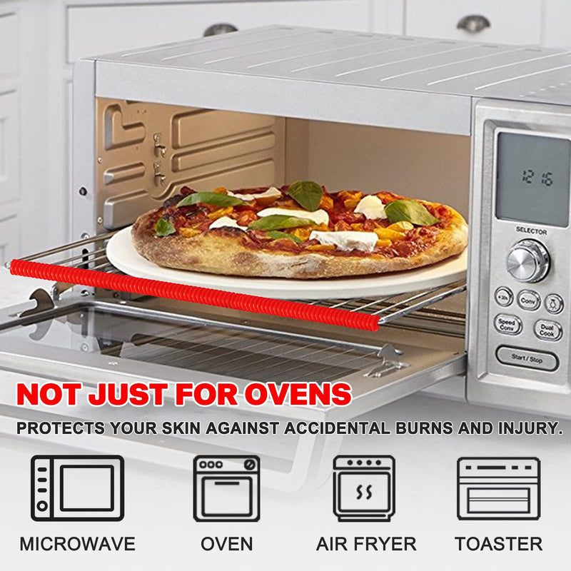Oven Rack Shields - 4 Pack Heat Resistant Silicone Oven Rack Cover 14 inches Long Oven Rack Edge Protector, Protect Against Burns and Scars (Red) Red