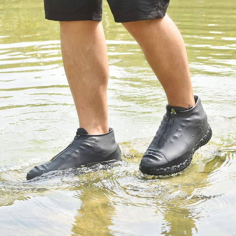 Silicone Waterproof Shoe Covers, Upgrade Reusable Overshoes with Zipper, Resistant Rain Boots Non-Slip Washable Protection for Women, Men (XL (Women 11-13, Men 9.5-13), Black) XL (Women 11-13, Men 9.5-13)
