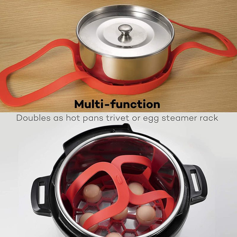 Goldlion Silicone Sling Lifter Accessories Compatible with Instant Pot 6 Qt and 8 Qt, Ninja Foodi 5 Qt / 6.5 Qt / 8 Qt and Other Brand Pressure Cookers, Red 6 Qt/8 Qt