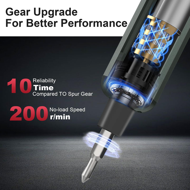 Mini Electric Screwdriver Set,30 in 1 Small Electric Screwdriver Cordless -24 Magnetic Bits, Dual-speed Adjustment, 3 LED Lights, Mini Power Screwdriver Repair Tool Kit,for Phone Camera Watch Laptop Gray